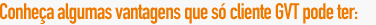 Conhe&ccedil;a algumas vantagens que s&oacute; cliente GVT pode ter: